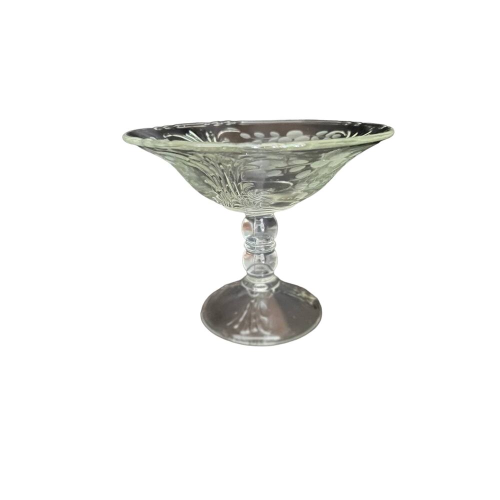 Vintage Etched Glass Candy Dish